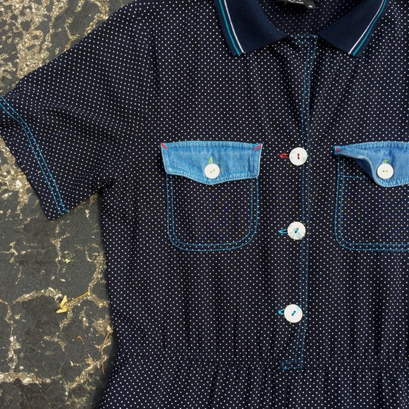 SOLD • VINTAGE 80s Polka Dot Jumpsuit - Picture 2 of 6